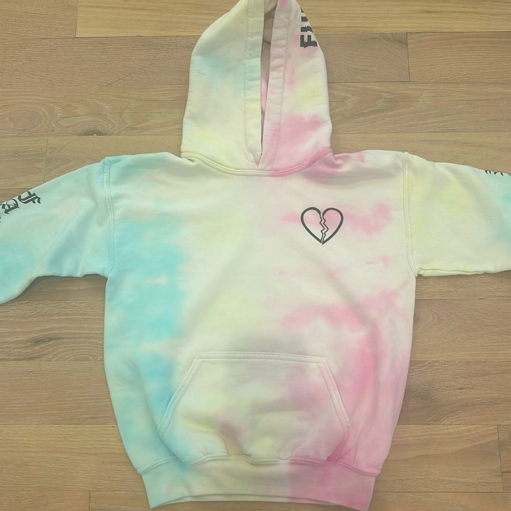 Girls Tie Die Gothic Print Hoodie